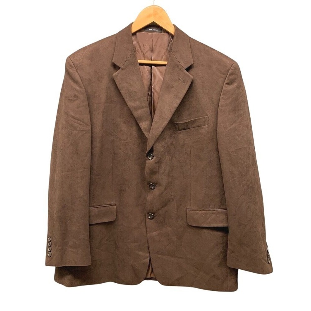 Chaps Blazer Faux Suede Sport Coat Men's Size 44R Brown Formal Single Breasted